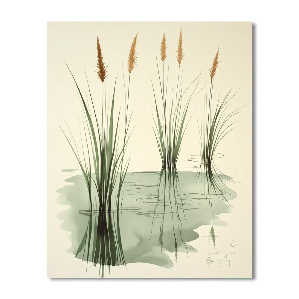 Leonardo Da Vinci Inspired Whispering Marsh Reeds Paint by numbers art