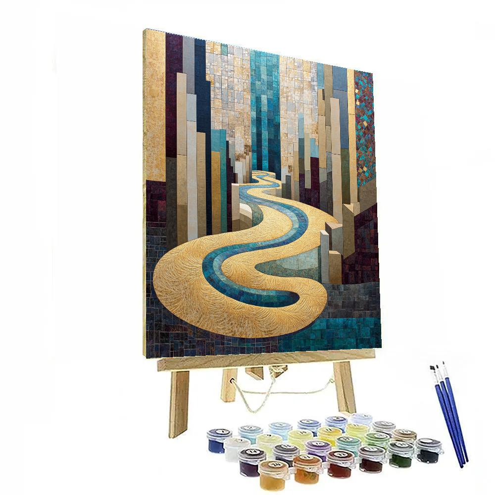 Gustav Klimt Inspired Golden Spiral River Canyon Painting by numbers kit