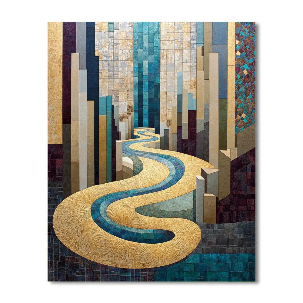 Gustav Klimt Inspired Golden Spiral River Canyon Painting by numbers kit