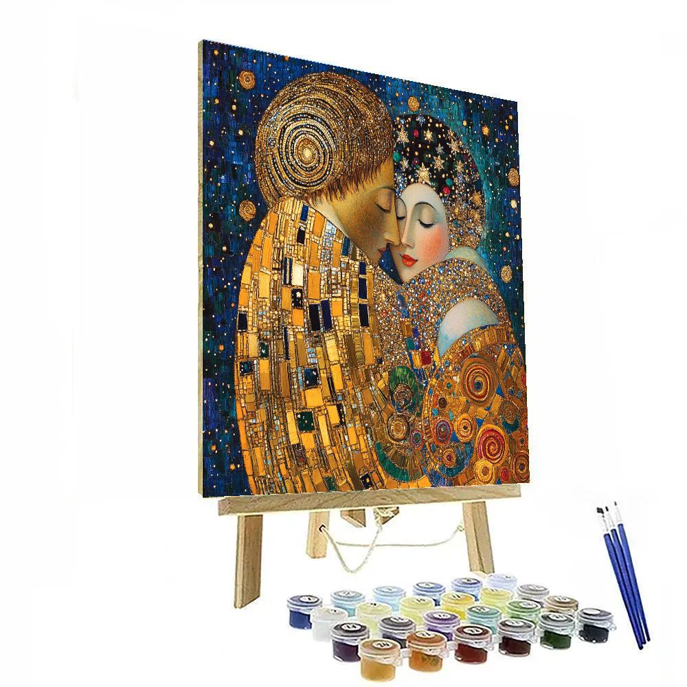 Gustav Klimt Inspired Celestial Lovers Numbered painting kits