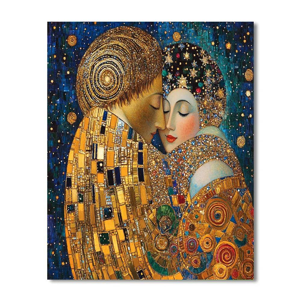 Gustav Klimt Inspired Celestial Lovers Numbered painting kits