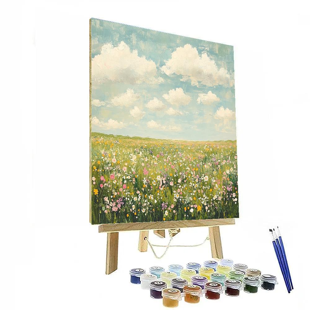 Claude Monet Inspired Wildflower Meadow Under High Clouds paint by color