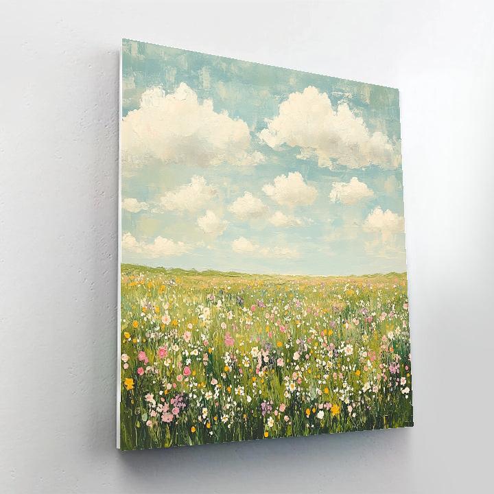 Claude Monet Inspired Wildflower Meadow Under High Clouds paint by color