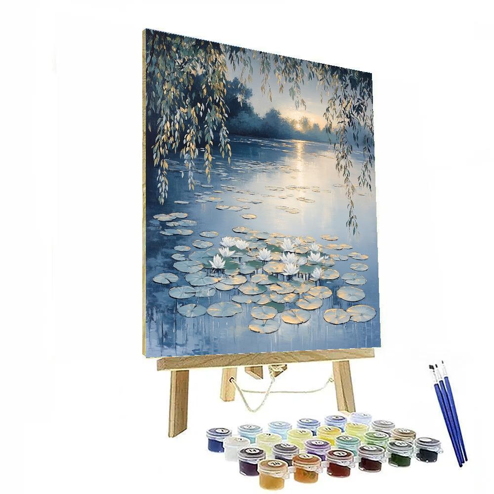 Claude Monet Inspired Silver Dawn Over Lily Pond painting number kit