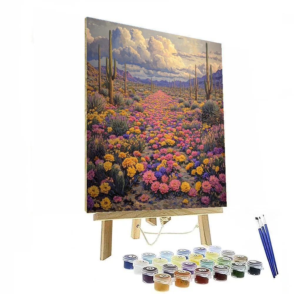 Frida Kahlo Inspired Coral Desert Bloom After Rain Number painting