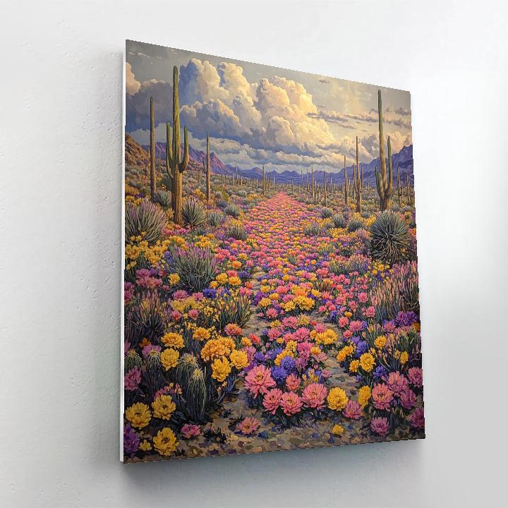 Frida Kahlo Inspired Coral Desert Bloom After Rain Number painting