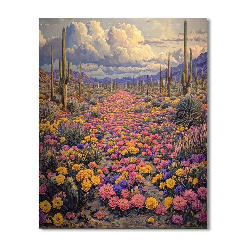 Frida Kahlo Inspired Coral Desert Bloom After Rain Number painting