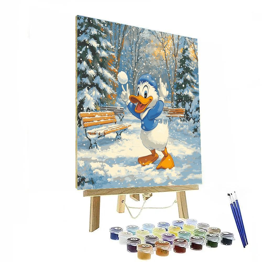 Donald Duck’s Snowball Fight Disney Inspired Paint by numbers art