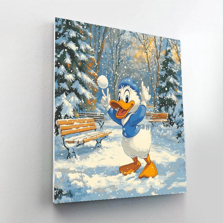 Donald Duck’s Snowball Fight Disney Inspired Paint by numbers art