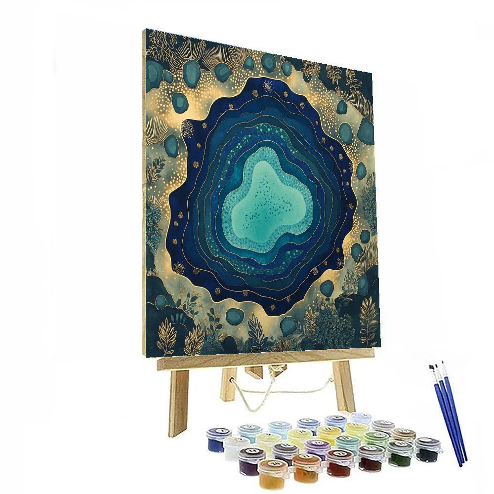 Gustav Klimt Inspired Golden Patterned Lagoon painting number kit