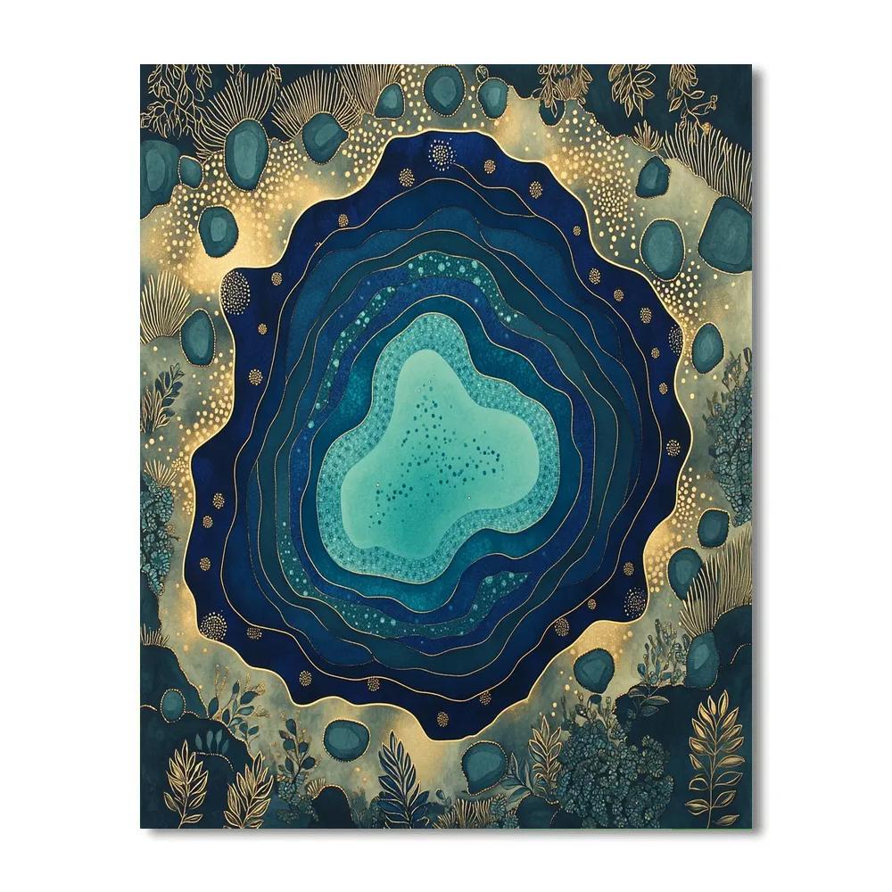 Gustav Klimt Inspired Golden Patterned Lagoon painting number kit