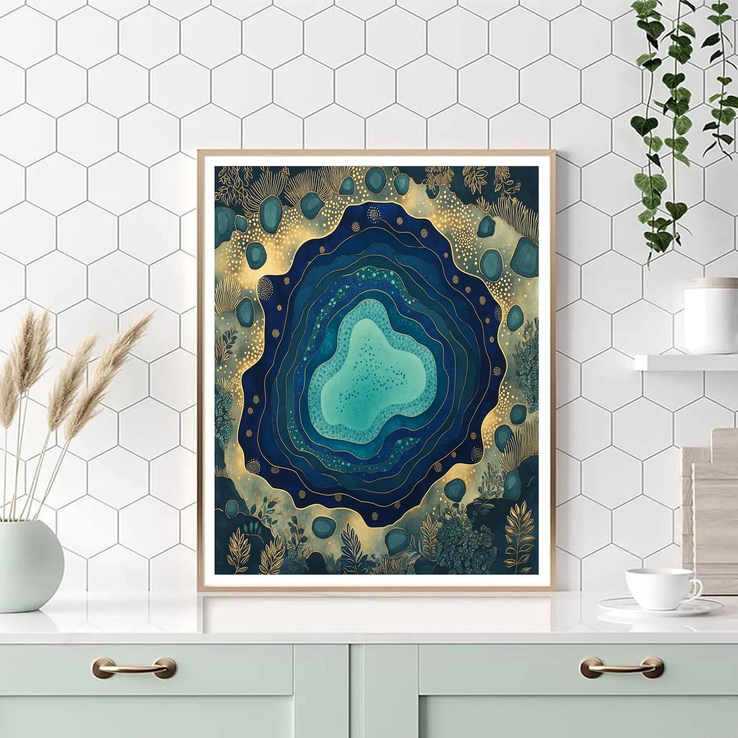 Gustav Klimt Inspired Golden Patterned Lagoon painting number kit