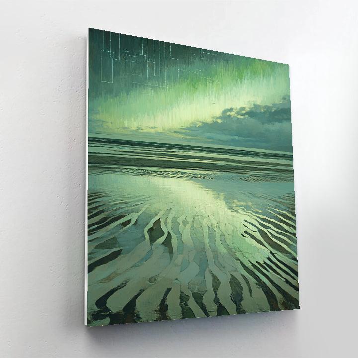 Leonardo Da Vinci Inspired Aurora Over Tidal Flats Paint by numbers art
