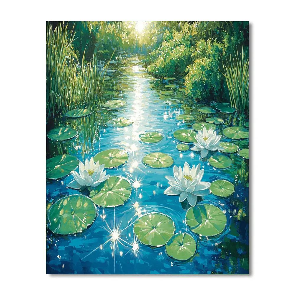 Claude Monet Inspired Iridescent Noon On Water Garden Paint by numbers art