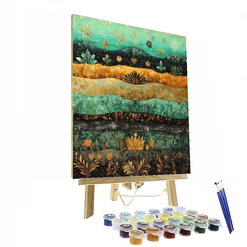 Gustav Klimt Inspired Ornamental Rainforest Canopy Bands Paint by numbers art