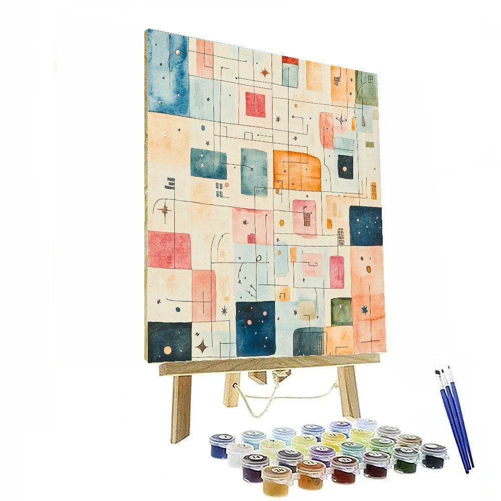 Paul Klee Inspired Galactic City Map Numbered painting kits
