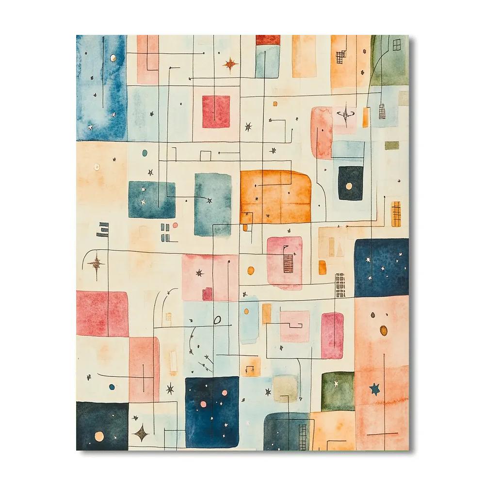Paul Klee Inspired Galactic City Map Numbered painting kits
