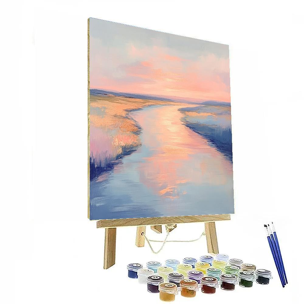 Claude Monet Inspired Rose Gold Sunset Over River paint by numbers