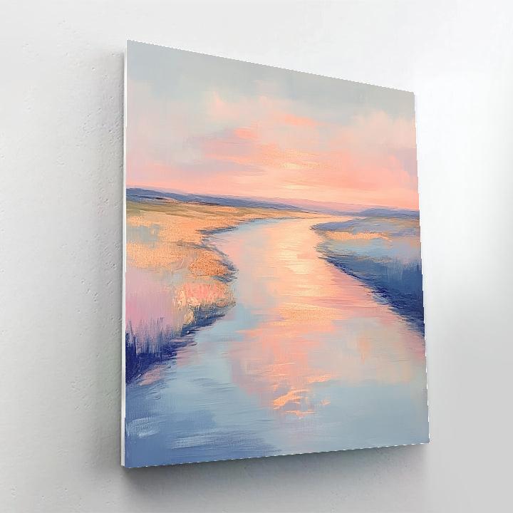 Claude Monet Inspired Rose Gold Sunset Over River paint by numbers