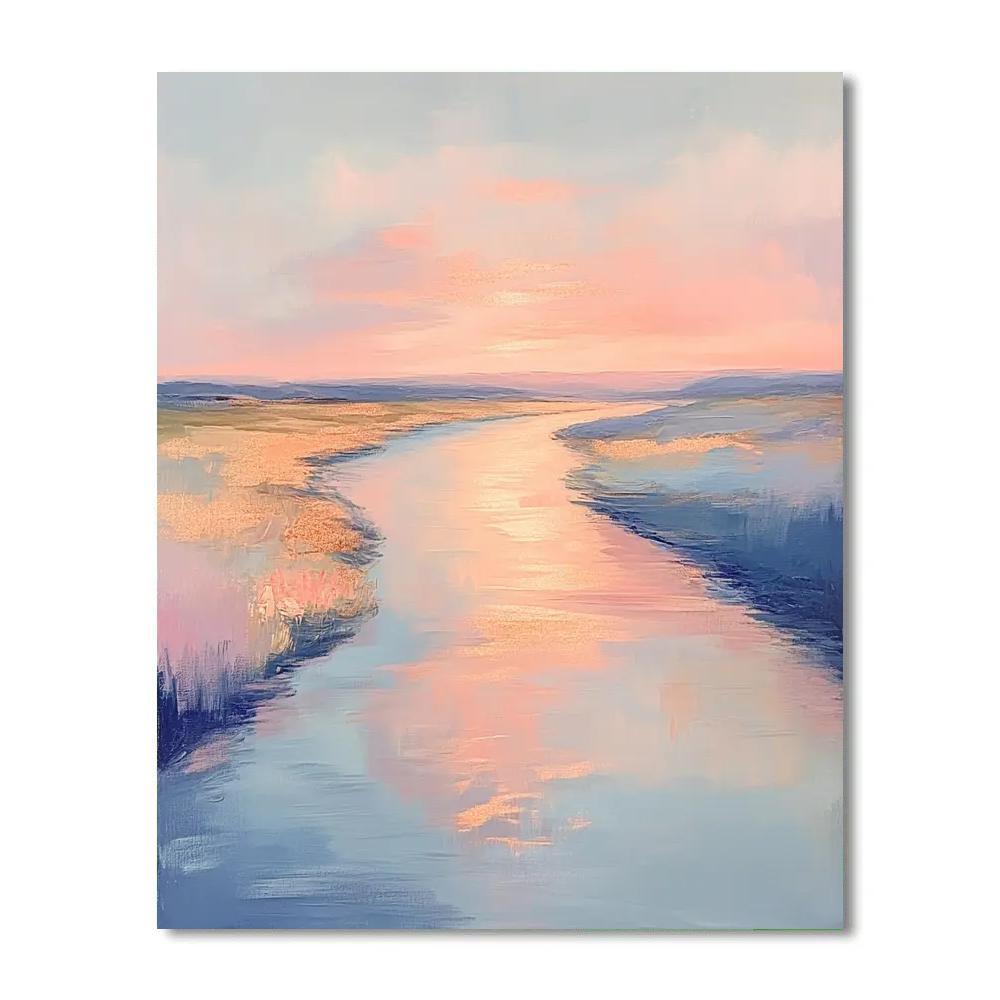 Claude Monet Inspired Rose Gold Sunset Over River paint by numbers