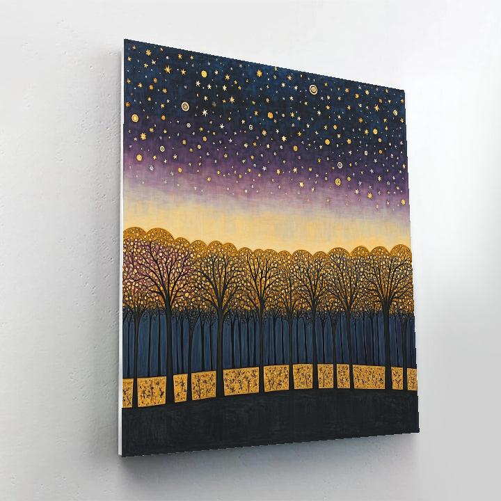 Gustav Klimt Inspired Celestial Golden Orchard Horizon paint by color