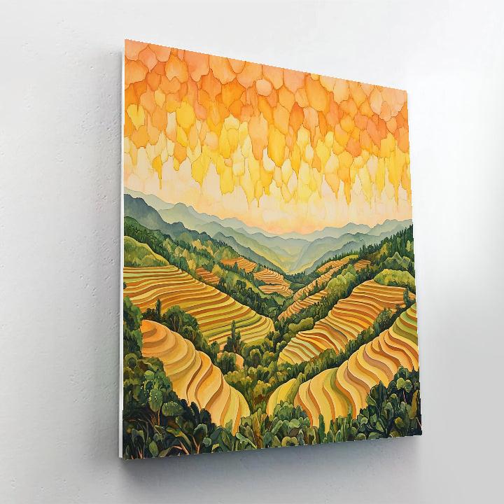 Frida Kahlo Inspired Mango Sky Over Terraced Fields Painting by numbers kit