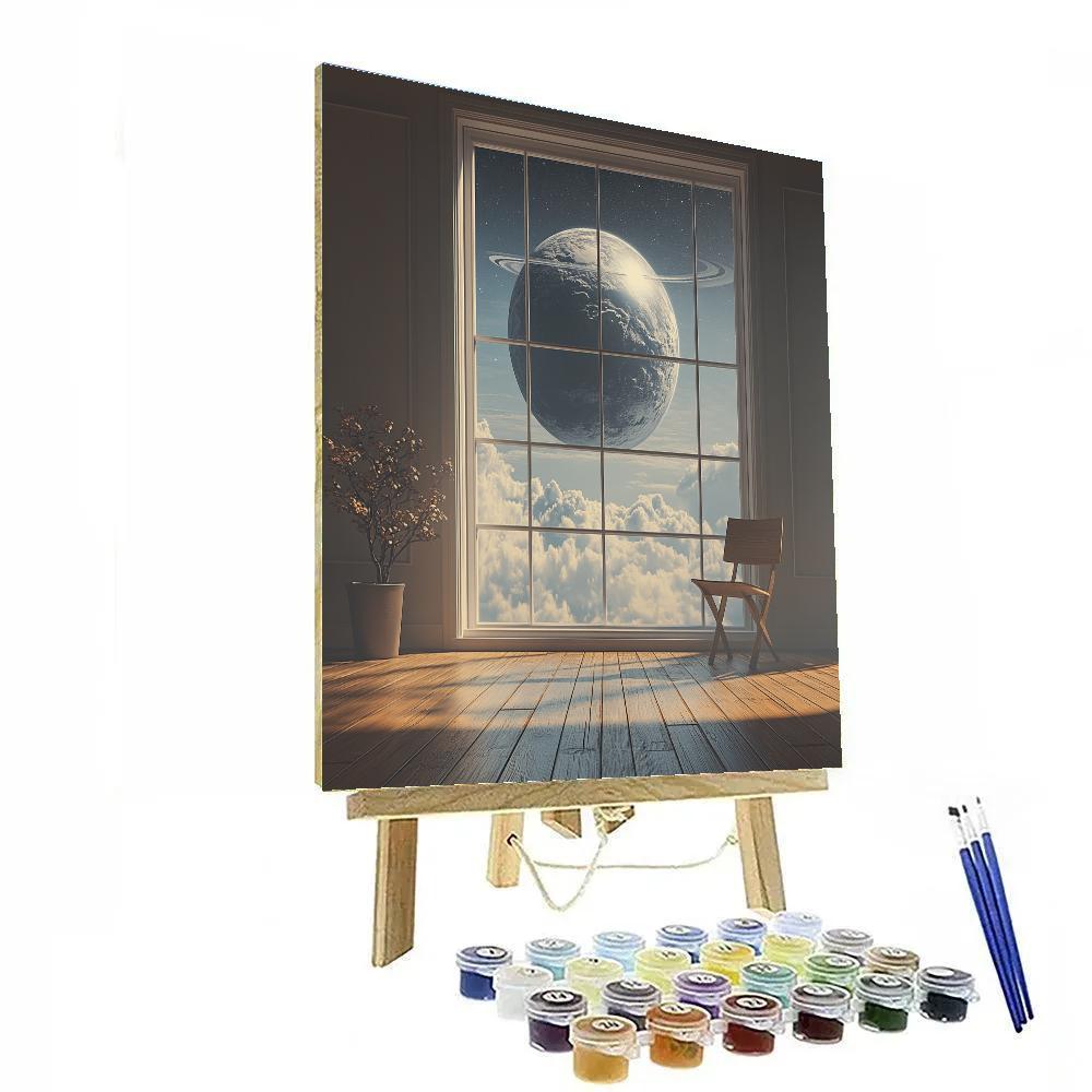 Rene Magritte Inspired Planet Inside Room paint by color