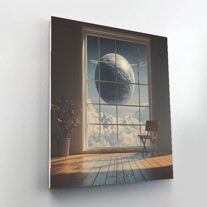 Rene Magritte Inspired Planet Inside Room paint by color