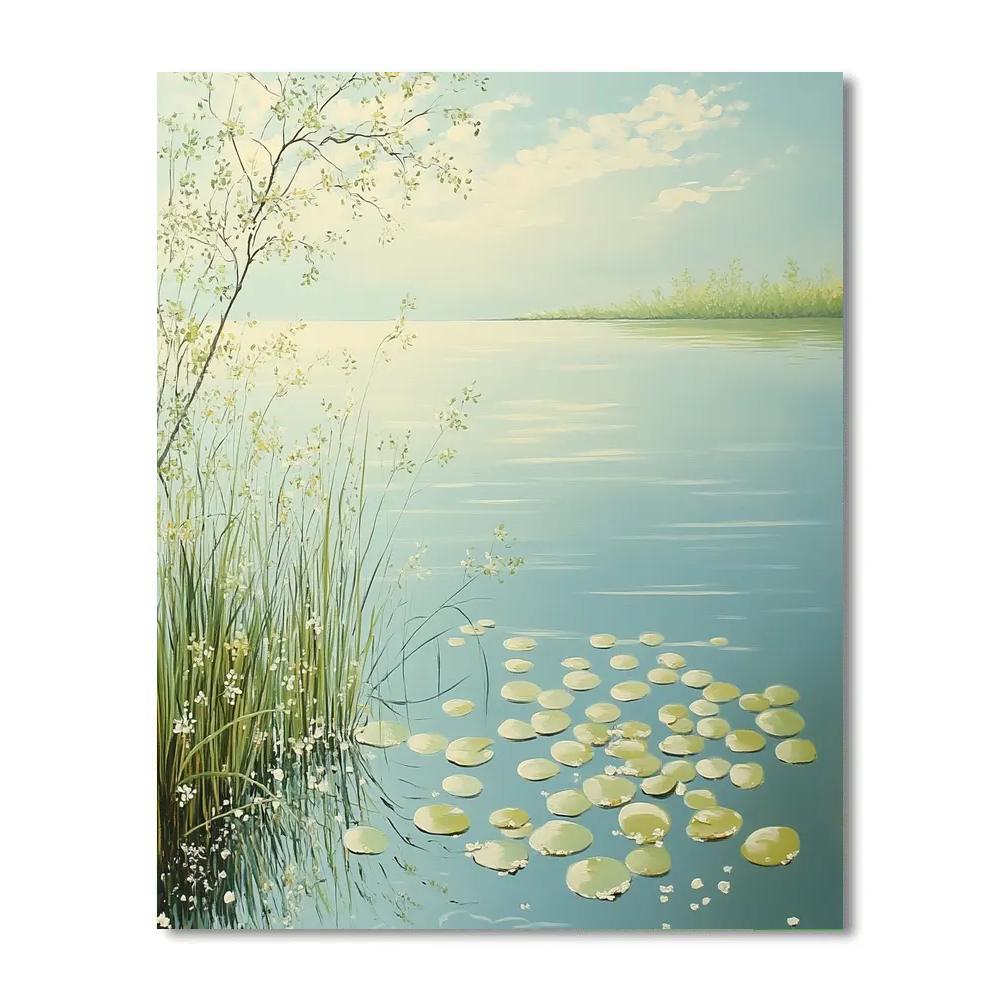 Claude Monet Inspired Spring Light On Garden Pond Edge paint by numbers