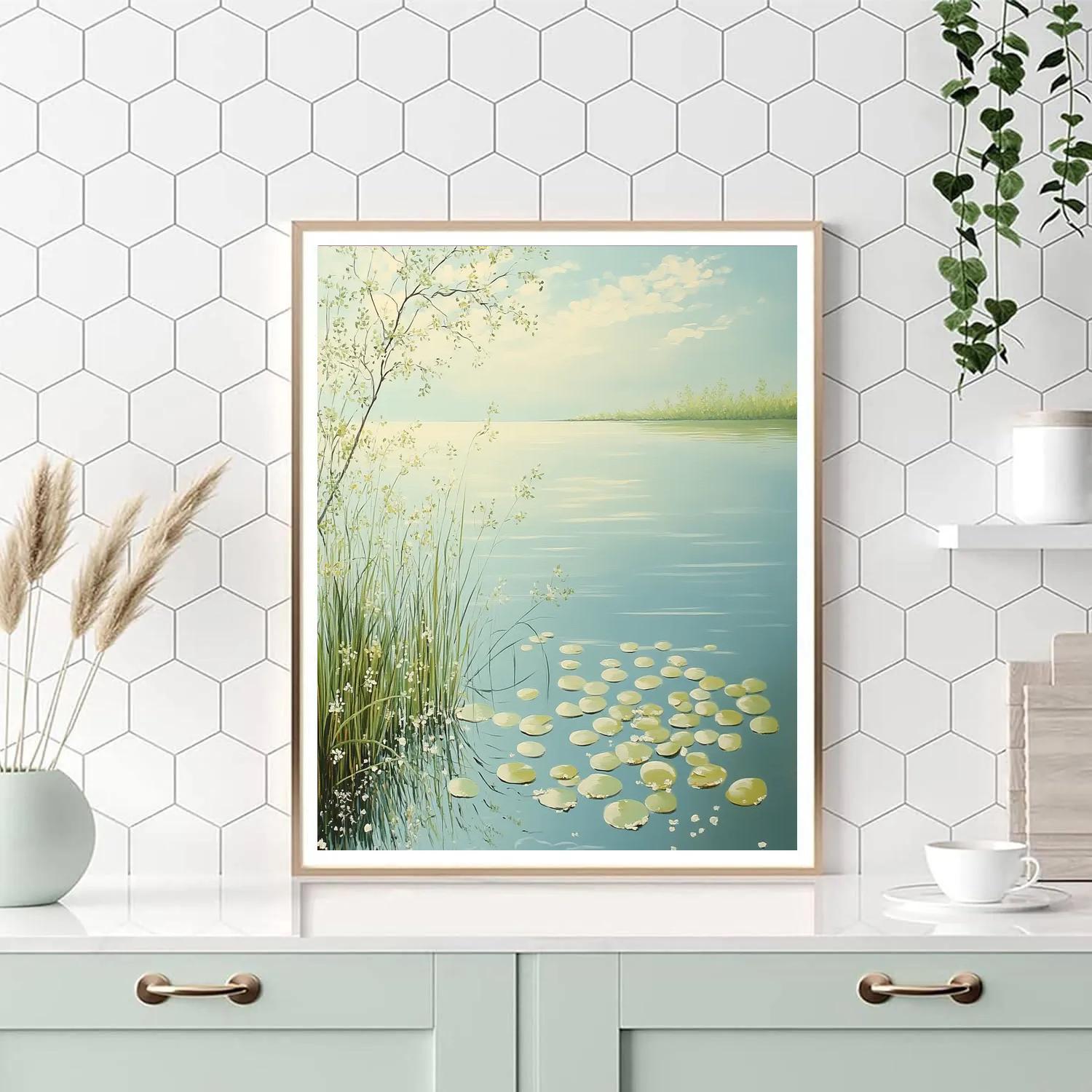 Claude Monet Inspired Spring Light On Garden Pond Edge paint by numbers