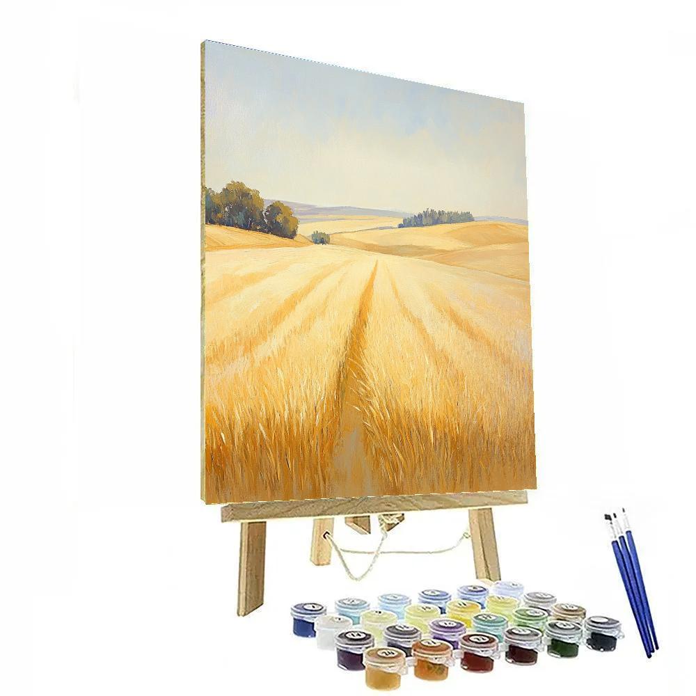 Claude Monet Inspired Golden Haze Over Summer Wheat Number painting