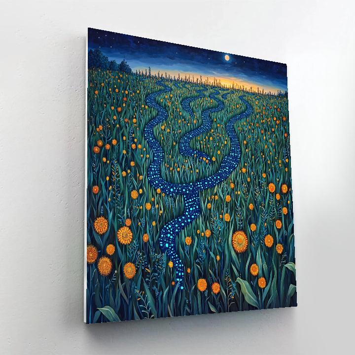 Frida Kahlo Inspired Indigo Maize Labyrinth paint by numbers