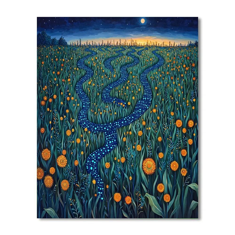 Frida Kahlo Inspired Indigo Maize Labyrinth paint by numbers