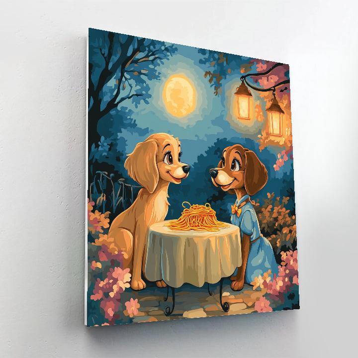 Lady And Tramp’s Moonlit Dinner Disney Inspired Numbered painting kits