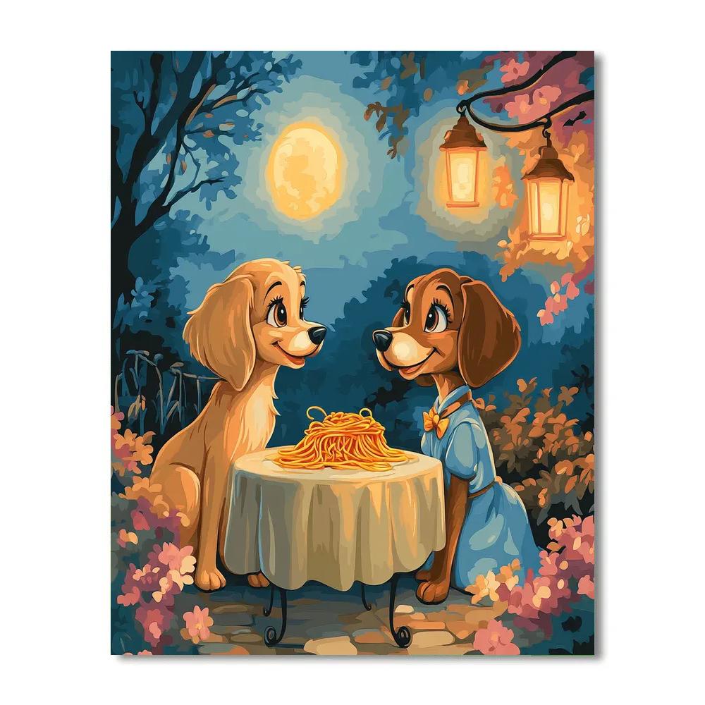 Lady And Tramp’s Moonlit Dinner Disney Inspired Numbered painting kits