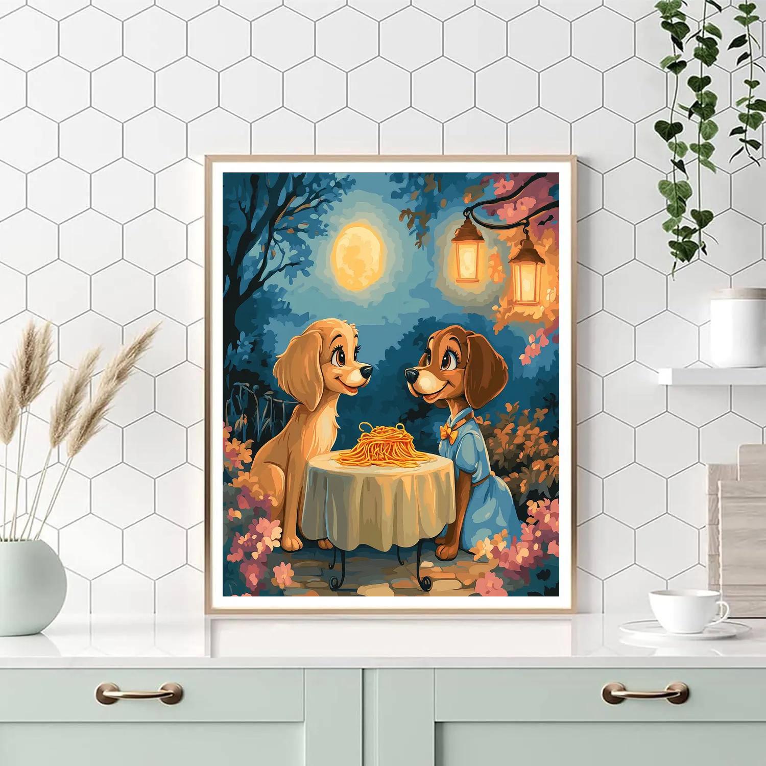 Lady And Tramp’s Moonlit Dinner Disney Inspired Numbered painting kits