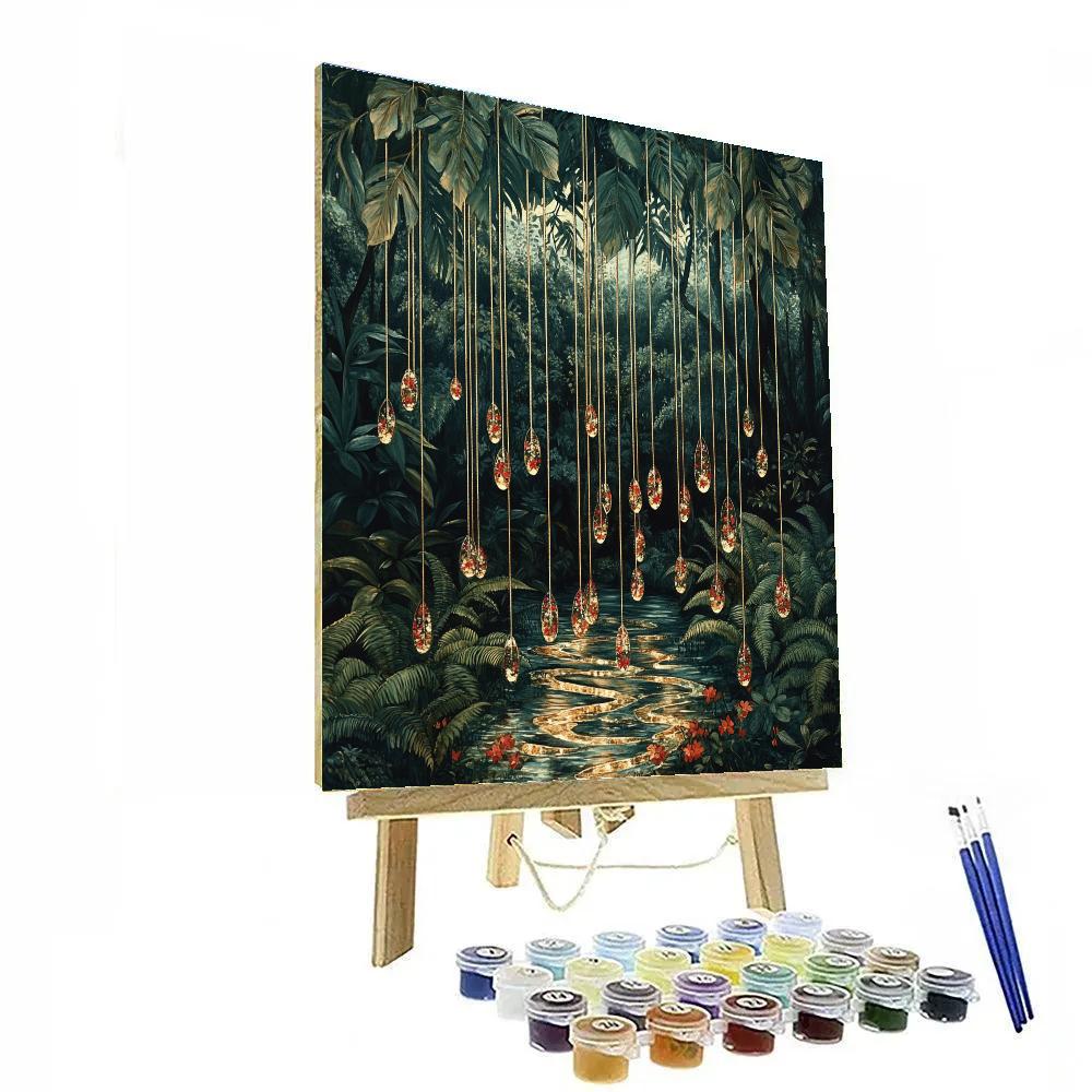Frida Kahlo Inspired Jade Serpent Rainforest Veil paint by color