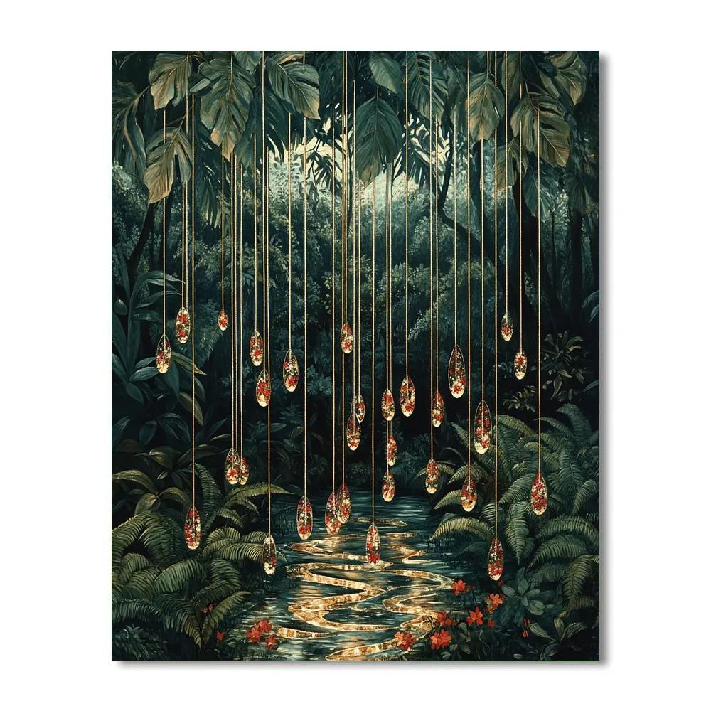 Frida Kahlo Inspired Jade Serpent Rainforest Veil paint by color