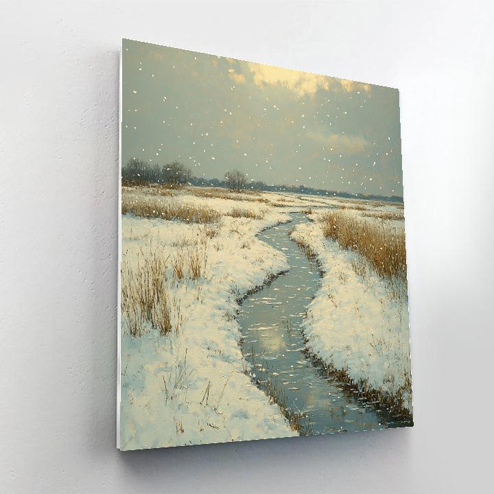 Claude Monet Inspired Soft Snowfall On Water Meadow Number painting