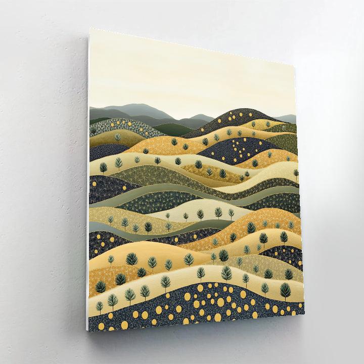 Gustav Klimt Inspired Ornamental Golden Terraced Hillside paint by number