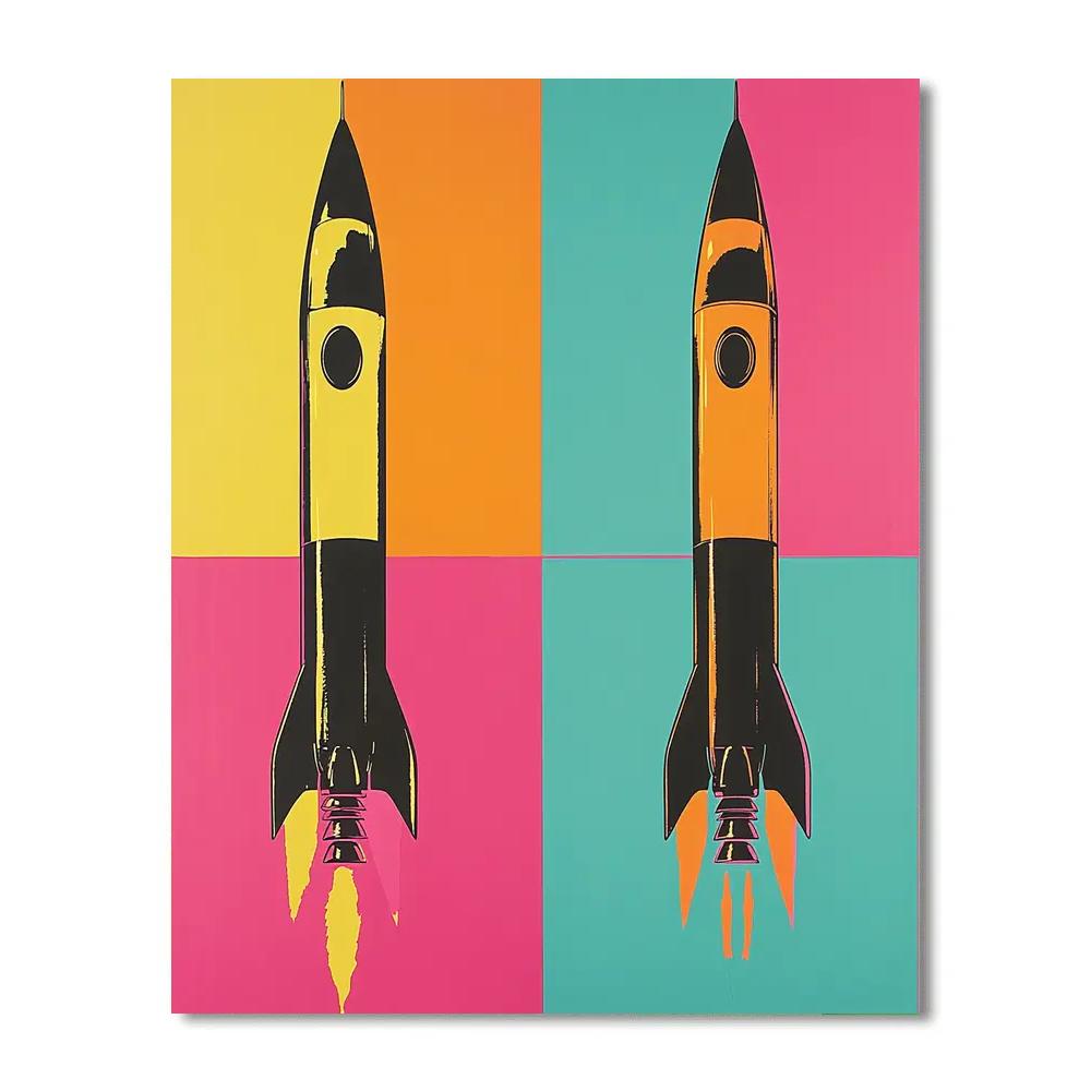 Andy Warhol Inspired Pop Rocket Panels Paint by numbers art