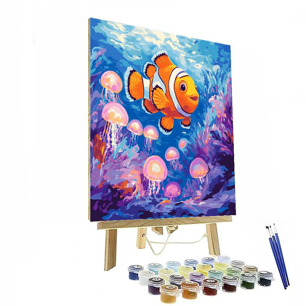 Nemo’s Jellyfish Garden Disney Inspired Number painting