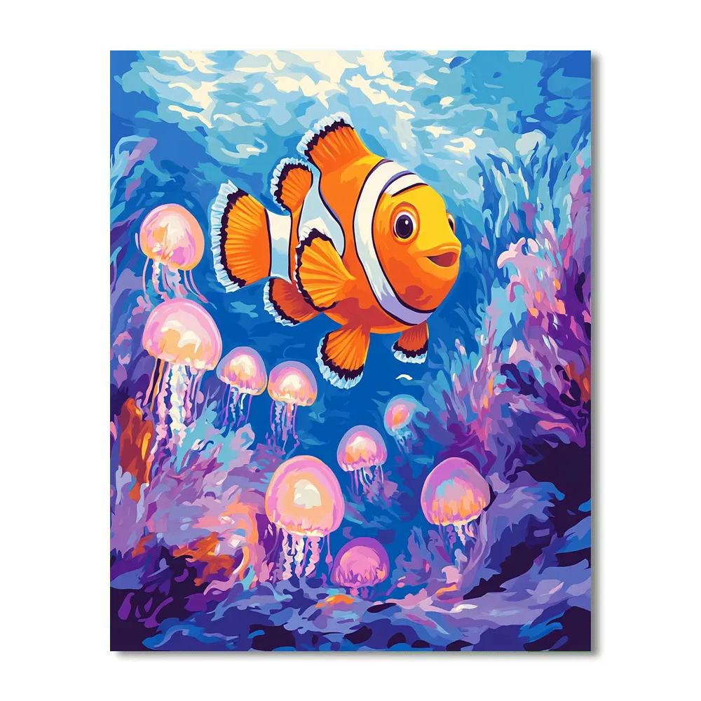 Nemo’s Jellyfish Garden Disney Inspired Number painting