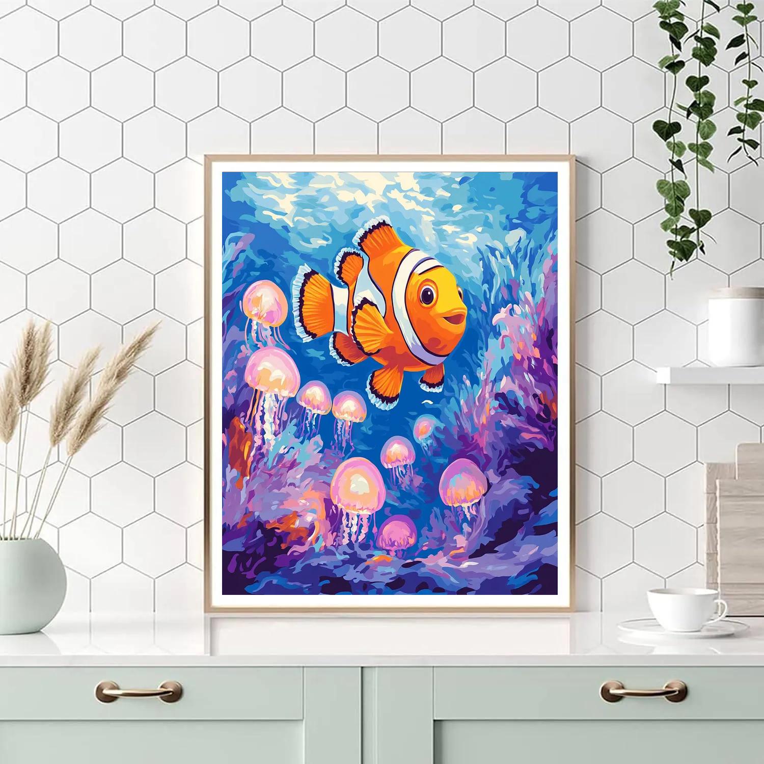 Nemo’s Jellyfish Garden Disney Inspired Number painting