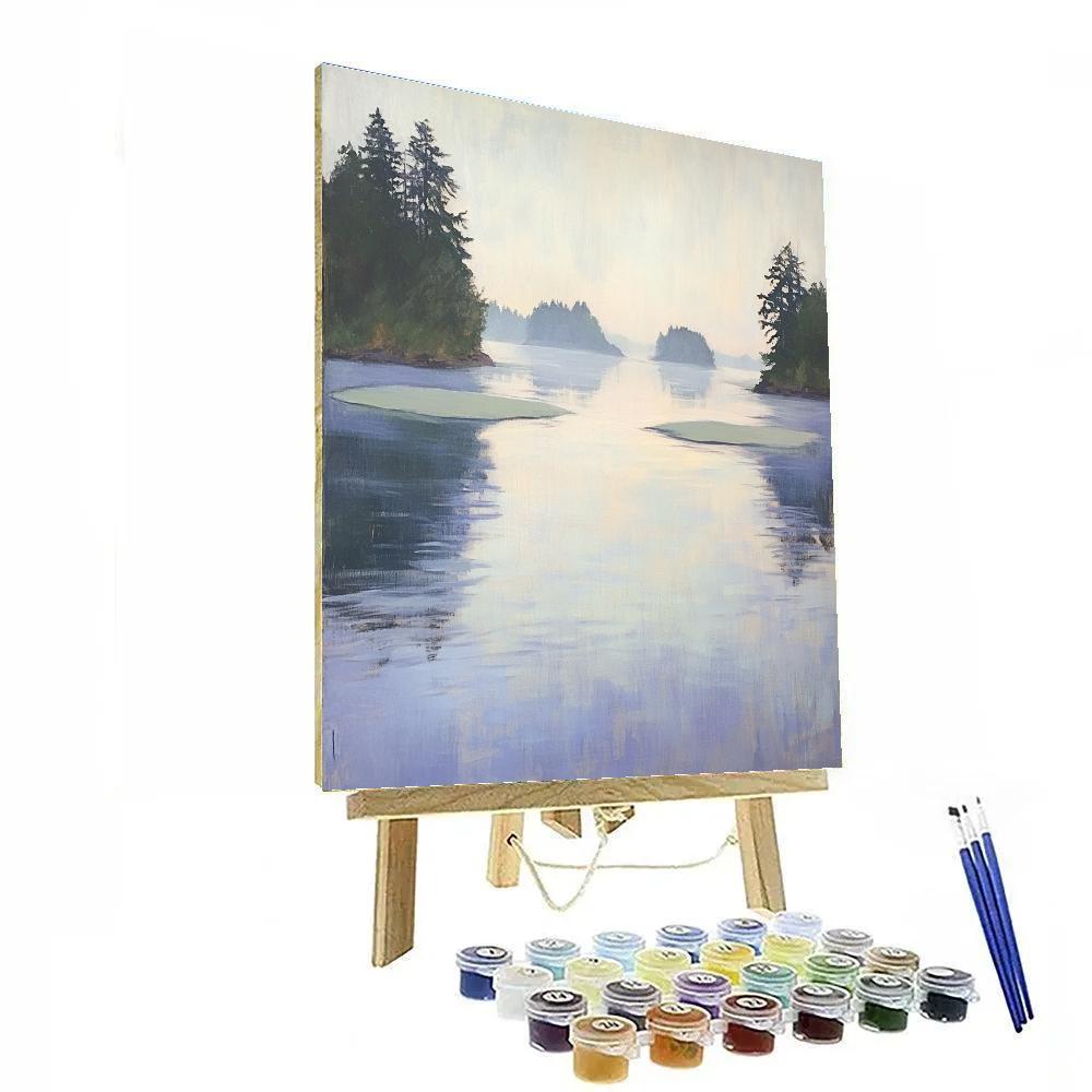 Claude Monet Inspired Lavender Mist Over River Islands Paint by numbers art