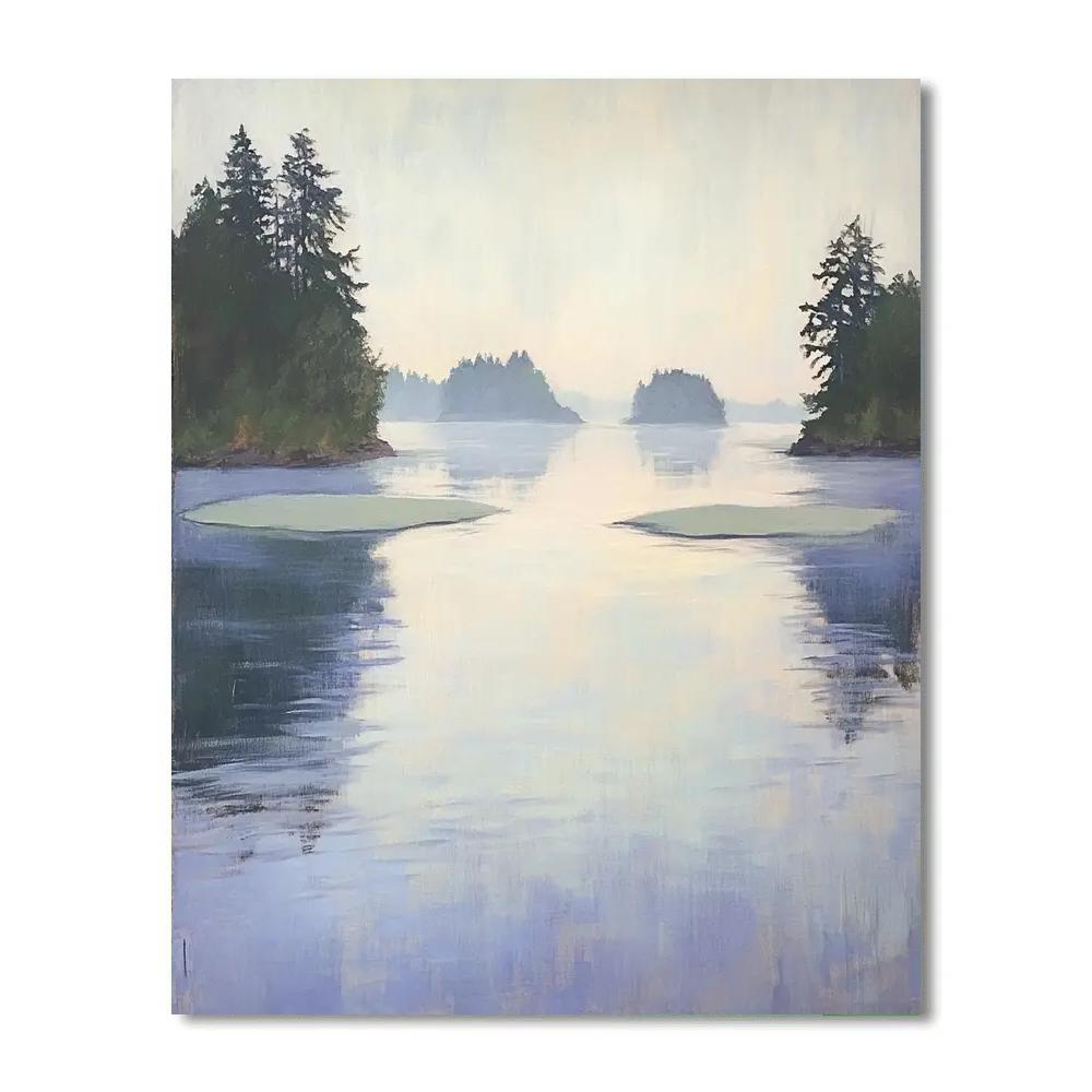 Claude Monet Inspired Lavender Mist Over River Islands Paint by numbers art