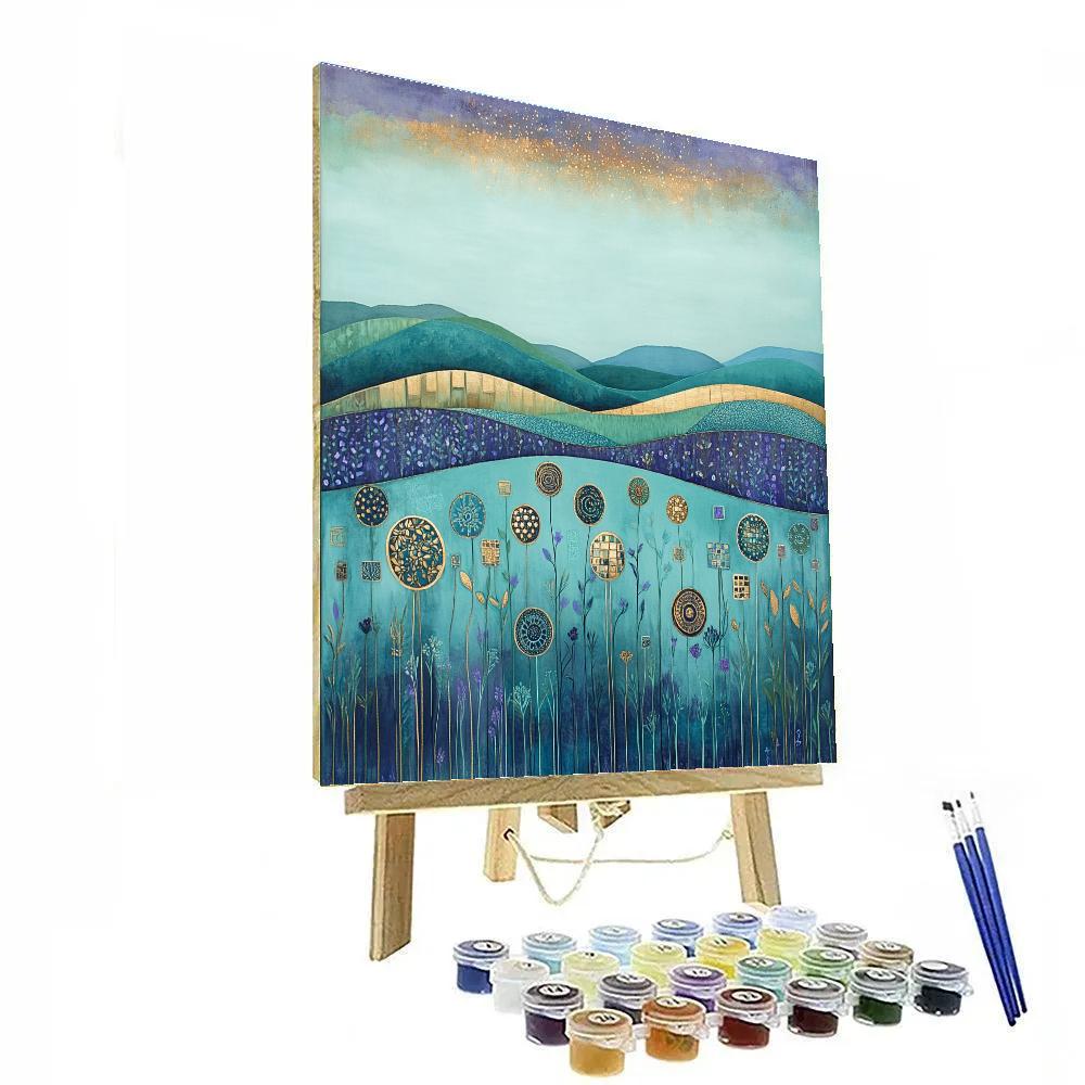 Gustav Klimt Inspired Luminous Nebula Garden Meadow Paint by numbers art