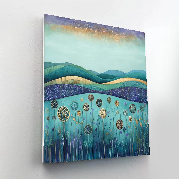 Gustav Klimt Inspired Luminous Nebula Garden Meadow Paint by numbers art