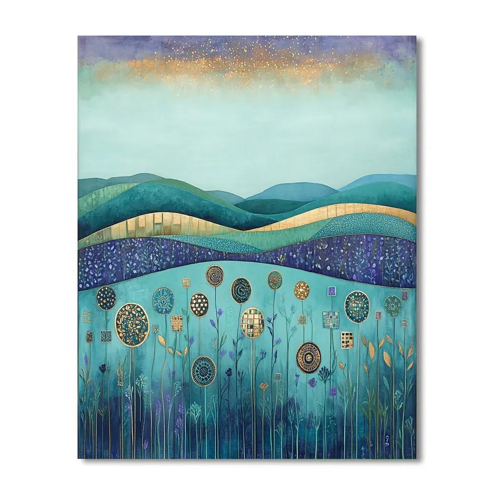 Gustav Klimt Inspired Luminous Nebula Garden Meadow Paint by numbers art