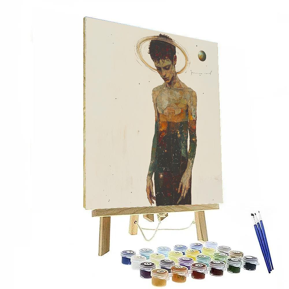 Egon Schiele Inspired Astral Self Portrait paint by color